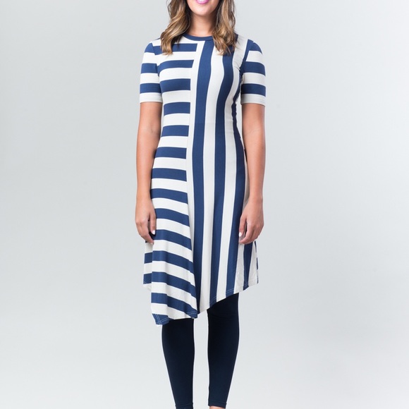 Assymetrical striped dress main image 0